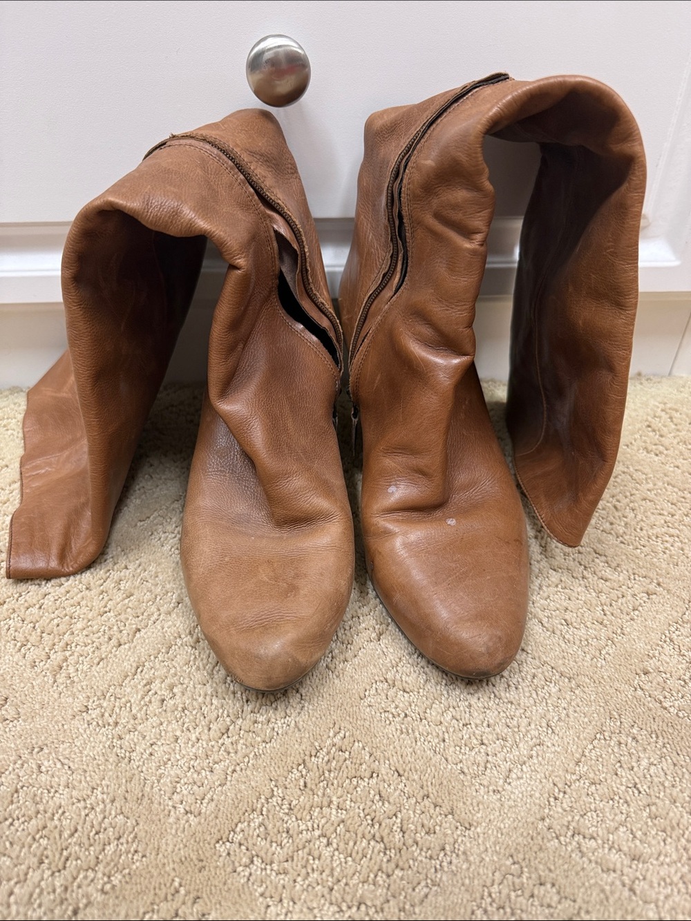 ✨ Vintage Prada Brown Leather Knee-High Boots – Size 38.5 ✨